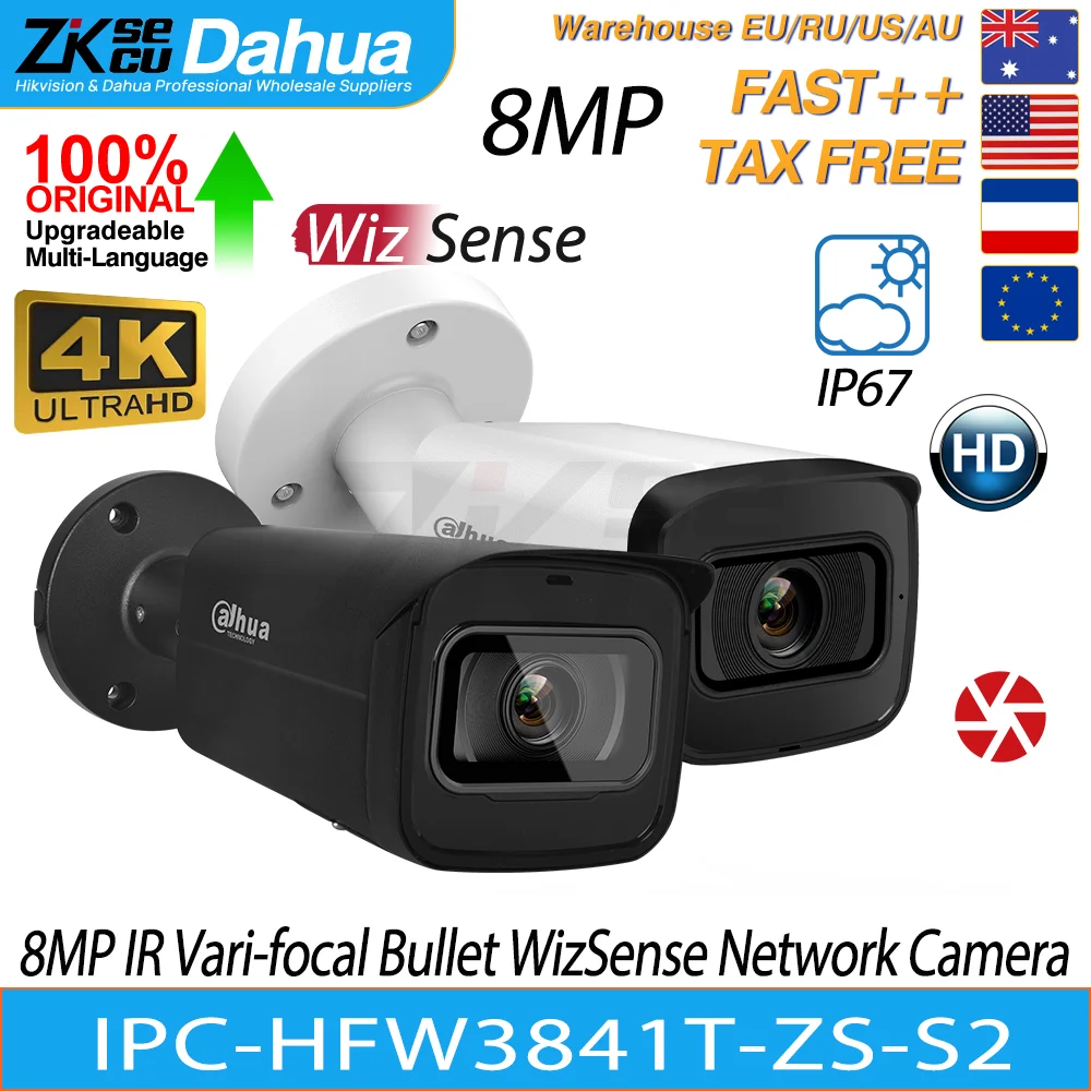 Dahua-Original IPC-HFW3841T-ZS-S2 8MP IR Vari-focal Bullet WizSense Network Camera IP67 Built-in Mic privacy masking