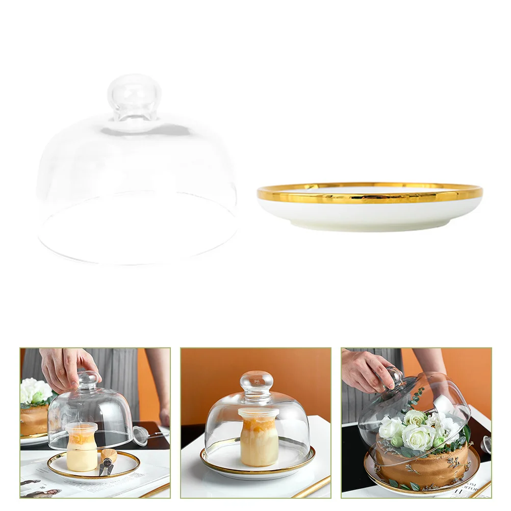 

1Set Small Cake Dome Clear Glass Cover for Dessert Cheese Board Appetizer Serving Tray Decorative Food Storage Solution