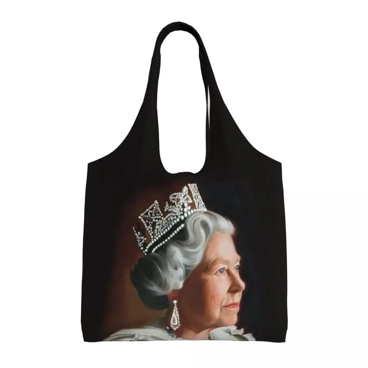 United Kingdom Queen Elizabeth II Shopping Bag Women Shoulder Canvas Tote Bag Durable England Royal Grocery Shopper Bags