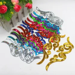 1 Pair Sequined Flower Appliques Iron On Cosplay Costumes Patches Performance Dance Trims 18*5cm