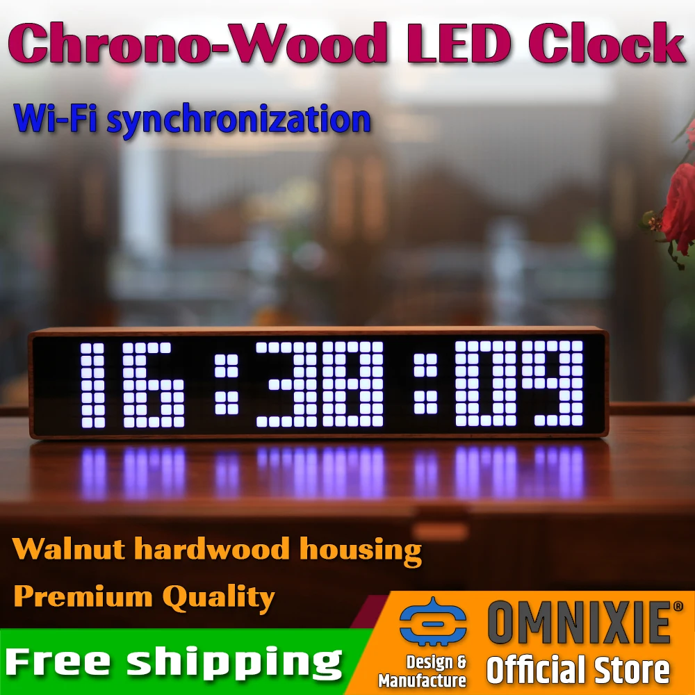 LED Alarm Digital  Clock Walnut Wood Speaking Time Wifi sync Music Alarm Temperature Himidity Display Fashion Home Decoration