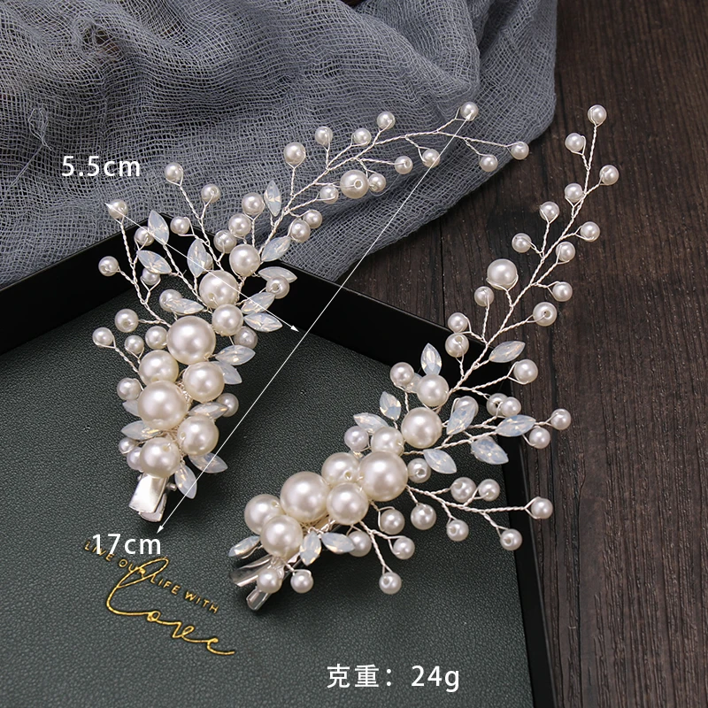 Bridal Crystal Pearl Headhand Flower Hair Clip Floral Style Barrette Bride Hair Jewelry Bridesmaid Wedding Hairbands Accessories image 3