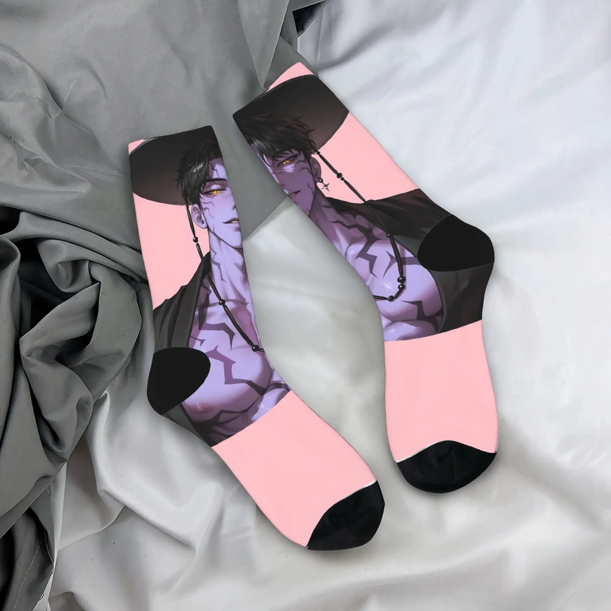 

Jinu KPop Hunters Demon Boy носки с татуировкой, нескользящие чулки, мужские качественные носки для бега, осенние носки с принтом в стиле Харадзюку