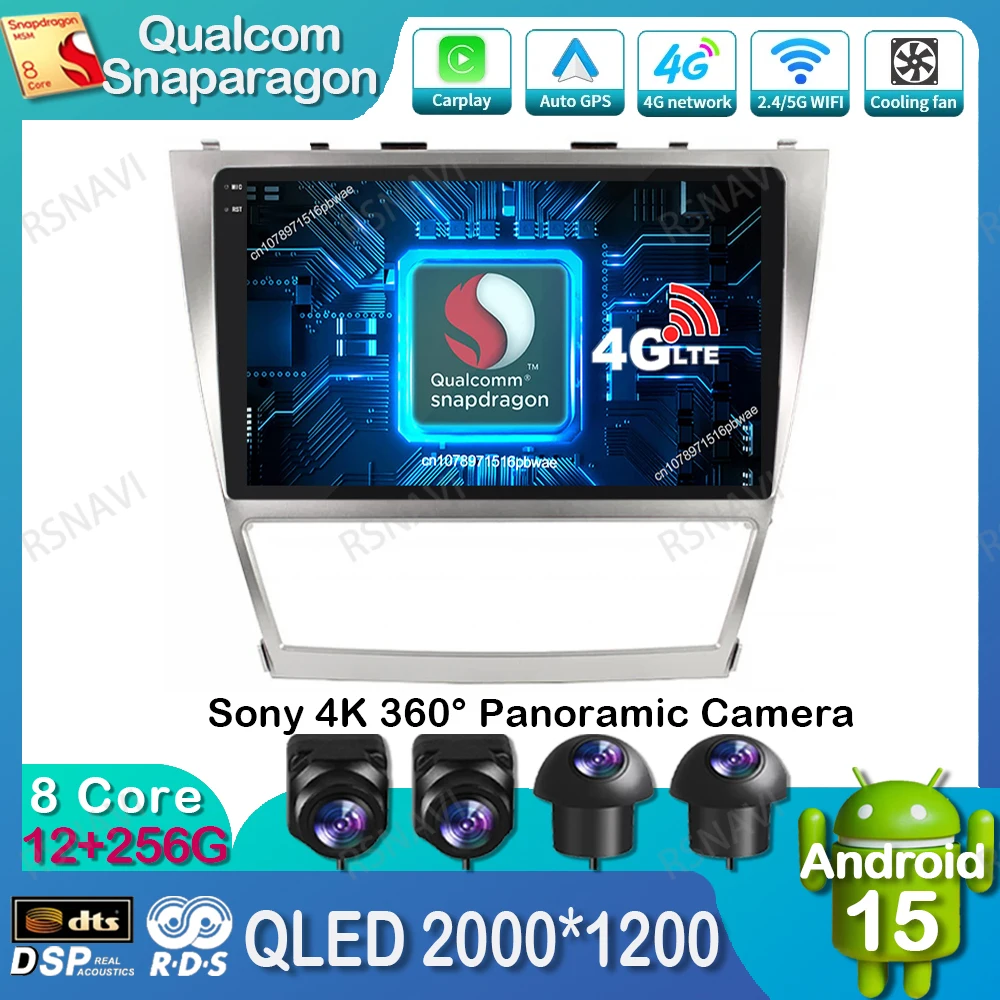 

Android 15 Car Radio For Toyota Camry 40 2007-2011 Head Unit Autoradio DVD Navigation GPS Wireless Carplay Auto 5G WIFI BT QLED