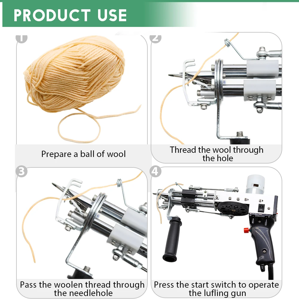 Tufting Gun, 2 in 1 Rug Gun Cut Pile and Loop Pile Electric Carpet Rug Gun Rug Maker Machine with Speed Adjustable for Beginners