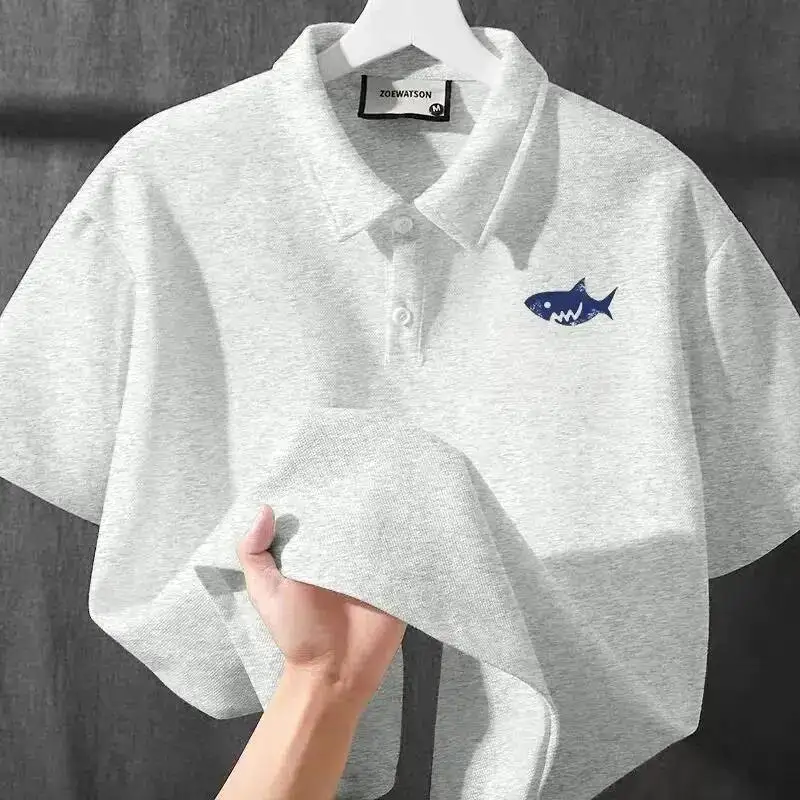 

Luxurious Polo Short Sleeve T-Shirt Pure Cotton Unisex Summer Fashionable Basic Loose Fit Round Neck Printed Customizable