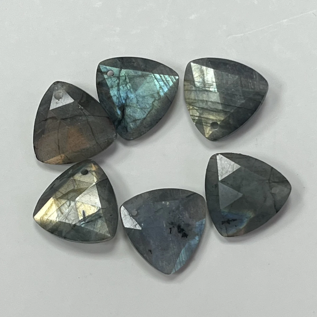 

5pc Natural Hole Stone Beads Flash Labradorite Crystal Triangle Charms Pendant for Jewelry Making DIY Bracelet Earrings