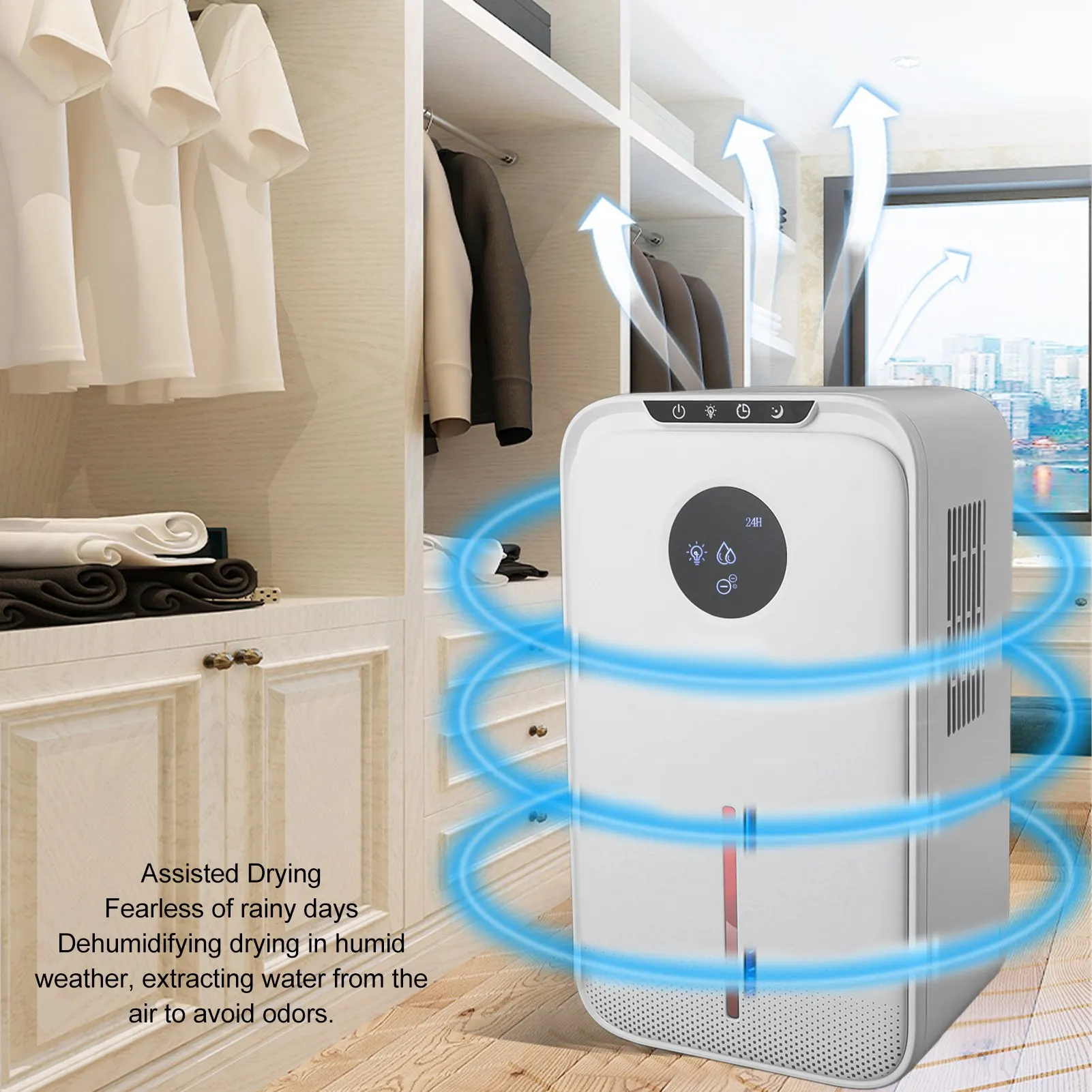 

Dehumidifier Quiet 2.5L Water Tank Auto Shut Off 1.2L/D Home Dehumidifier w/ PET Filter Drain Hose for Bedroom Basement RV Halll