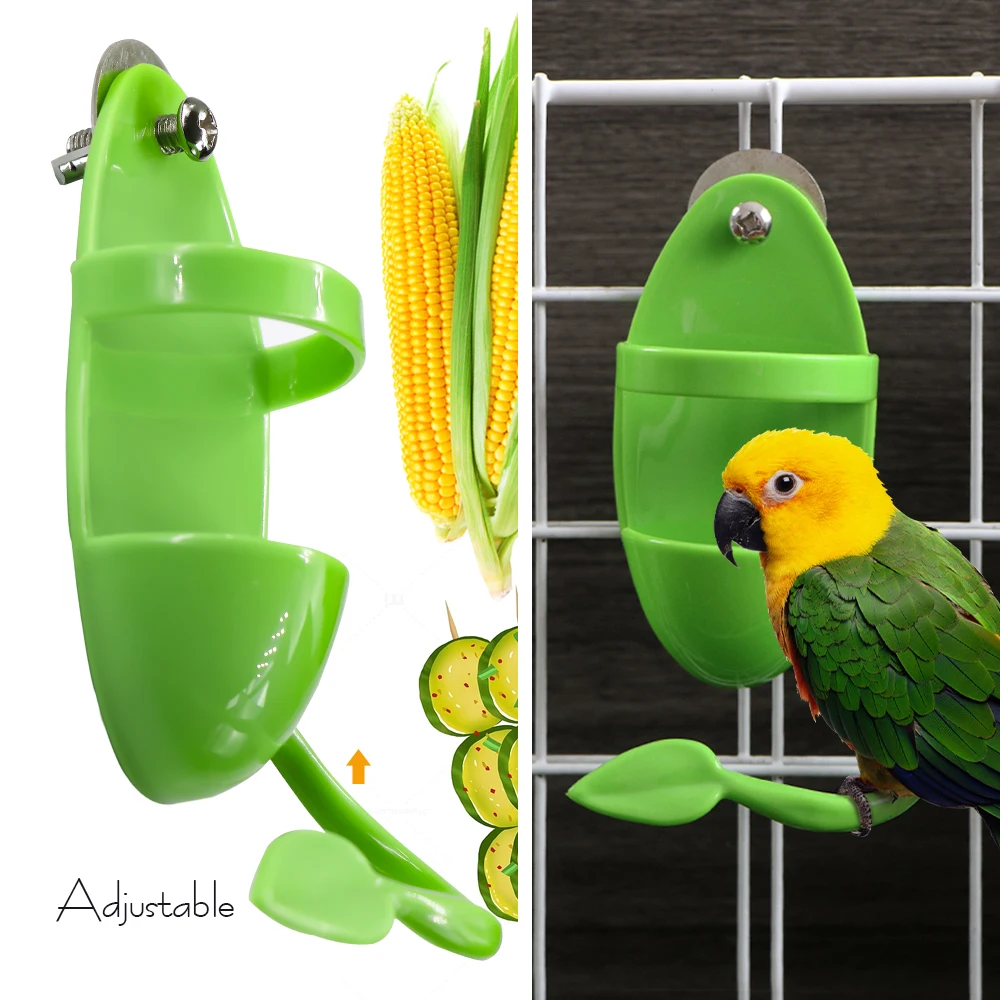 

1-20PCS Green Plastic Bird Feeding Holder for Cuttlebone on Cage Parrot Cage Stands Parrots Feeder Perches Hanging Food Hammock