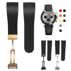 Correa de goma de extremo curvo para reloj inteligente Rolex, correa de repuesto, hebilla magnética, pulsera de silicona, accesorios de correas de reloj, 22mm