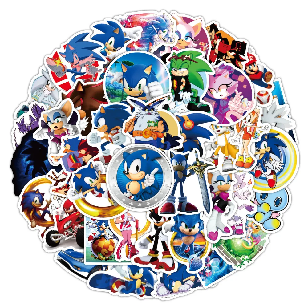 50 قطعة من ملصقات القنفذ سونيك - ديكور ألعاب عالي السرعة لمحبي (متجر عوالم الرسوم المتحركة)