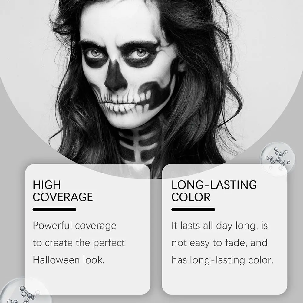 Biały podkład do makijażu kremowy korektor Halloween Cosplay krem do twarzy długi Halloween makijaż twarzy trwałe kosmetyki biały E0A7