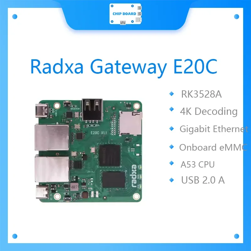 TopEsRadxa Gateway E20C Mini Gateway Dual Gigabit Ethernet Ports Radxa E20C