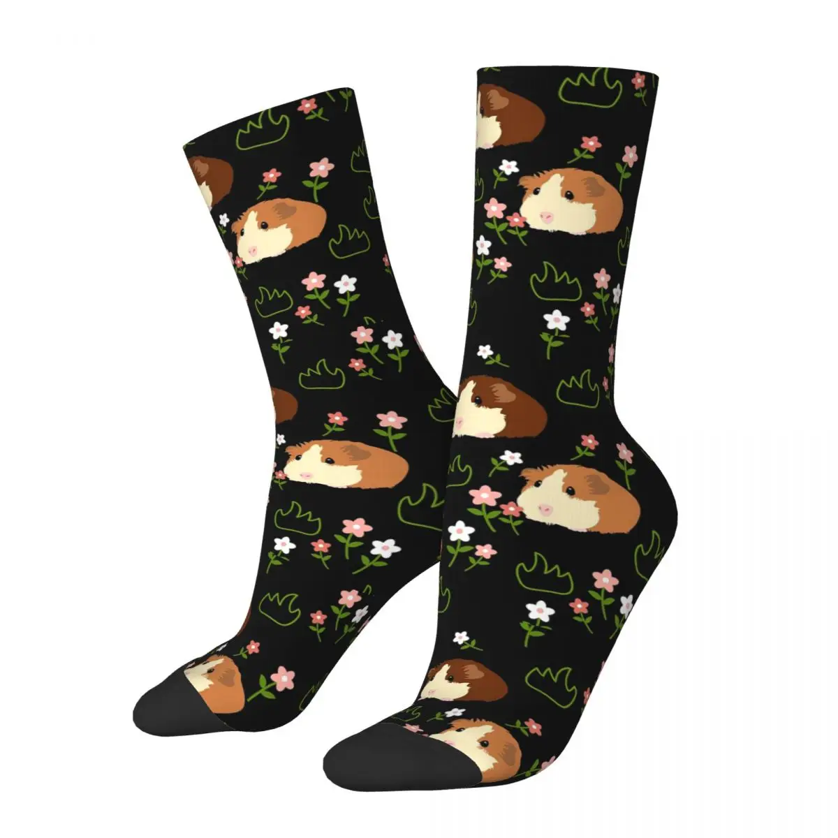 

Guinea Pig And Flowers - Black Socks Harajuku Sweat Absorbing Stockings All Season Long Socks Accessories for Man Woman Gifts