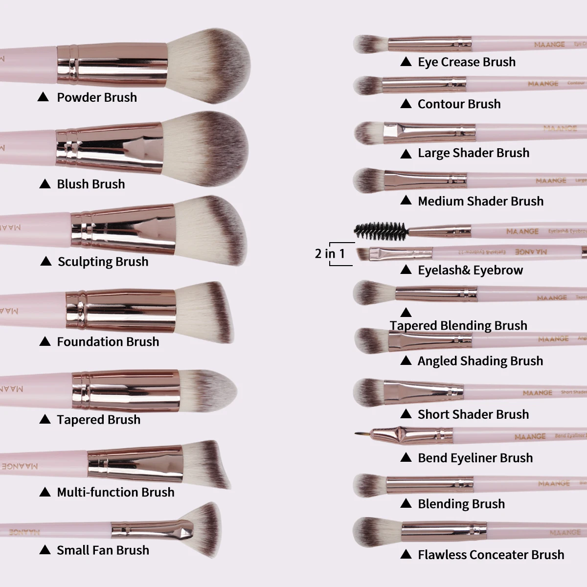 MAANGE 18PCS Professional Makeup Brush Set Facial Foundation Powder Eyeshadow Blush Brushes Blending Cosmetic Makeup Tools