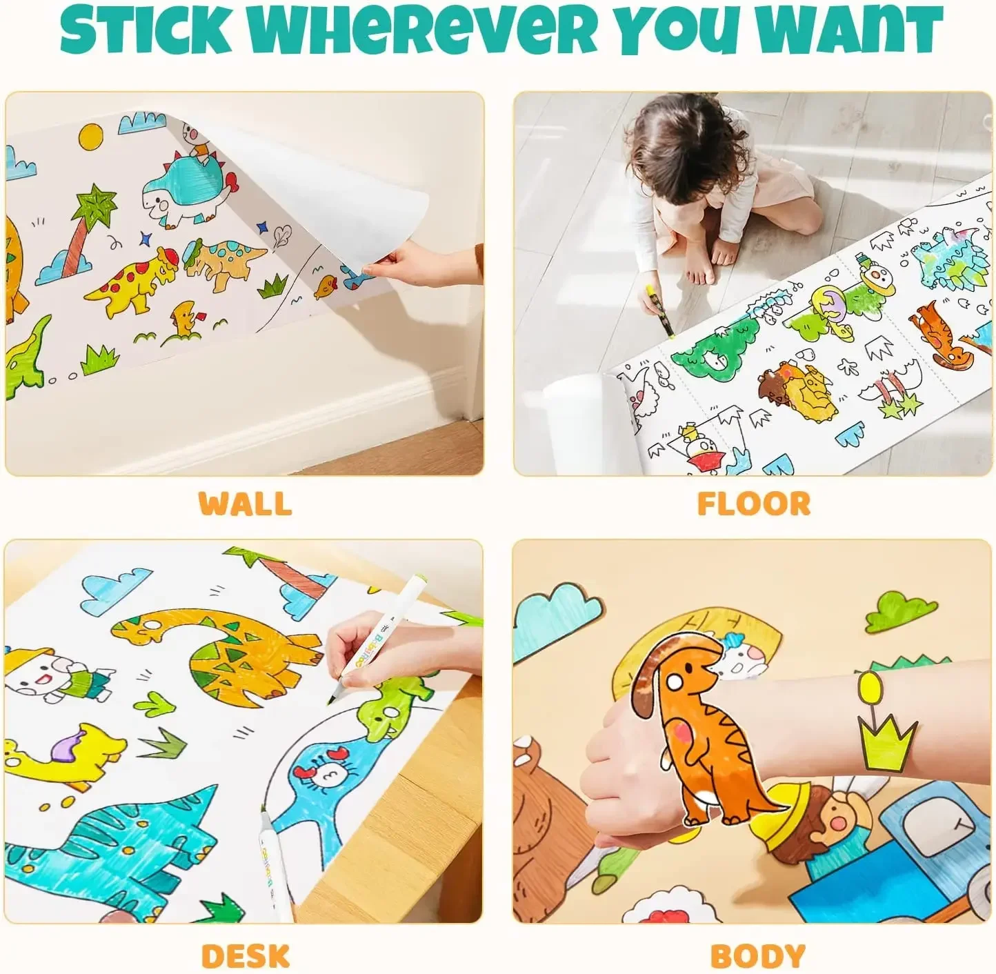 Ocean Animal Number Big Coloring Poster for Kids 30*90cm Children Coloring Drawing Paper Roll Early Educational