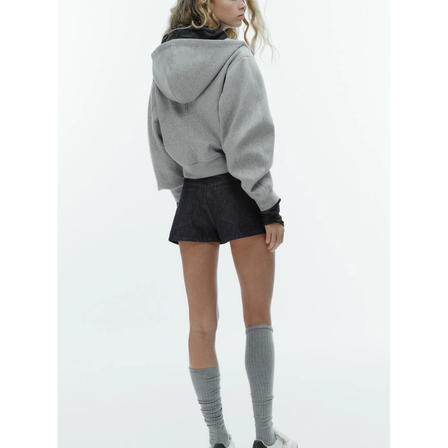 Winter Nieuwe Dames Opstaande Kraag Lange Sve Dubbele Rits Puffy Sve ed Jaet Bovenkleding Polyestervezel ort Sle