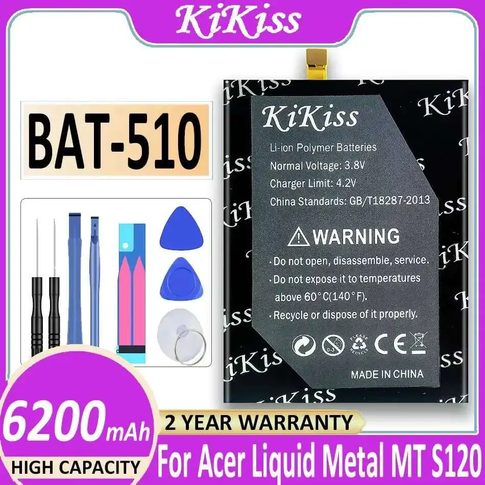 

Mobile Phone Battery 6200mAh For Acer Liquid Metal MT S120 p n Bat-510 Bat-510 1ICP5 42 61 BT.0010S.001 Bat 510