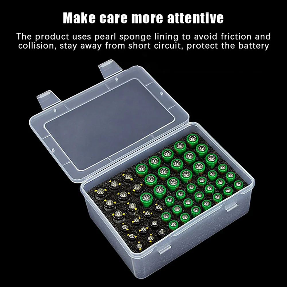 Multi Slot Battery Storage Case Hard Plastic Case Storage Battery Box 54 Slot AA AAA Battery Home Drawer Organization Dispenser