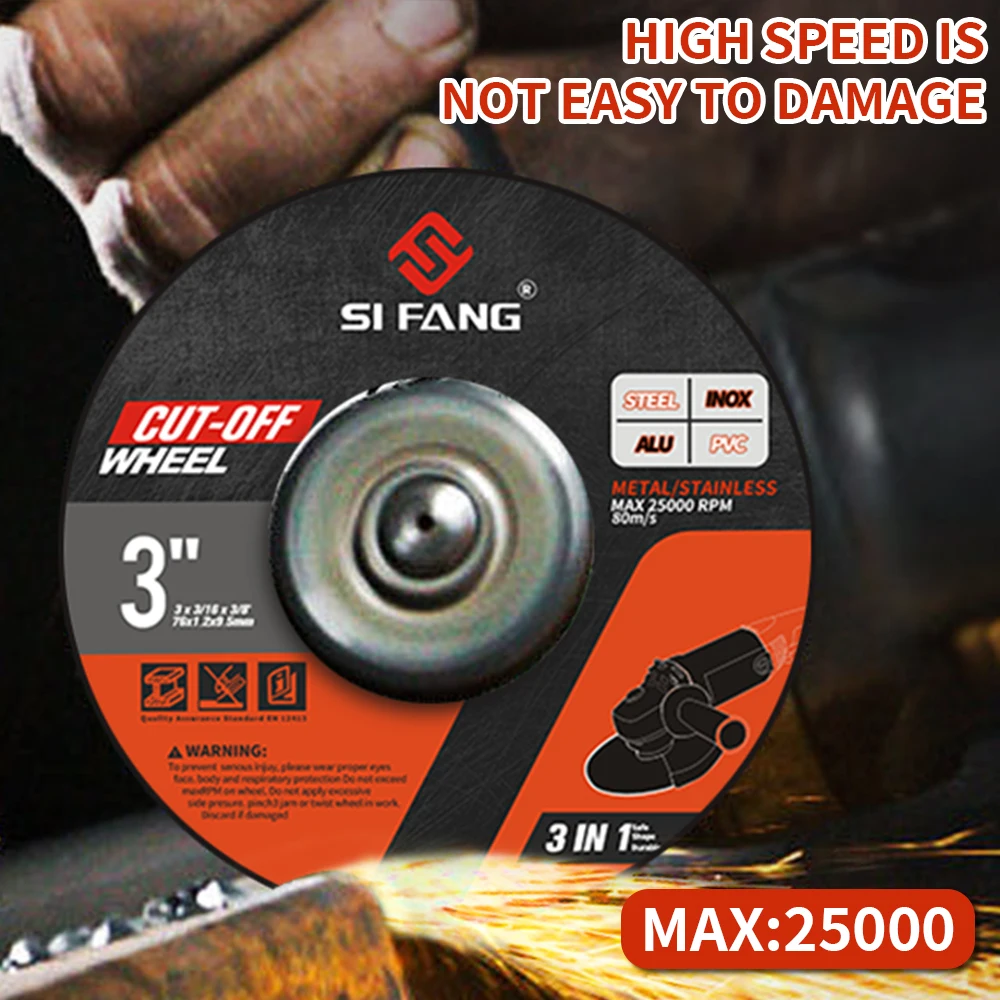 SIFANG 15pcs 3inch Resin Cutting Disc Cut Off Wheel Angle Grinder Disc Slice Fiber Reinforced for Metal Stainless Steel