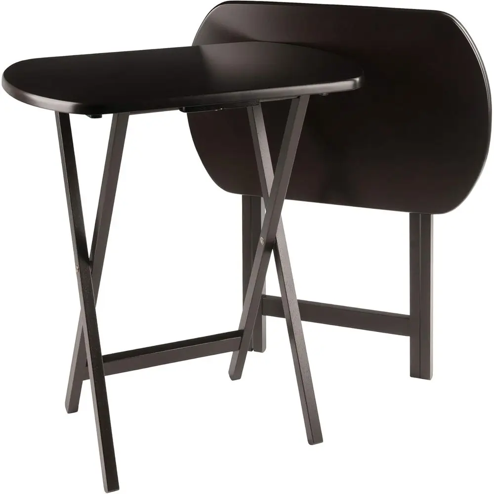 

Glossy Wooden Tray Table Set: Versatile for Serving Snacks, Beverages, Books, and More