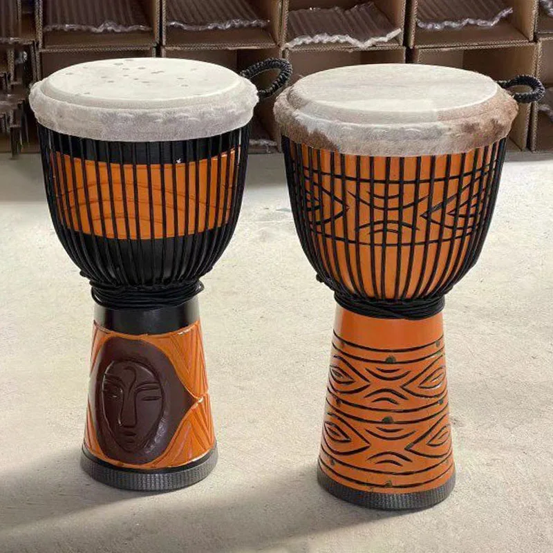 Handmade African Drum 14-Inch Traditional Durable Djembe Professional Performance African Hand Drum Natural Sheepskin Djembe