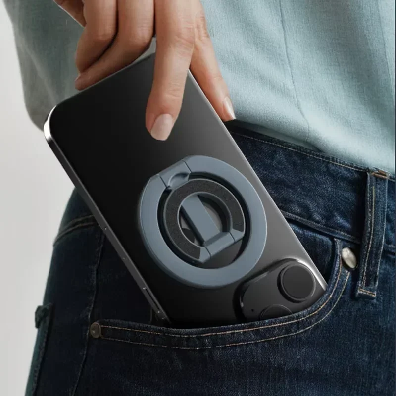 حامل البنصر المغناطيسي للهاتف حامل سطح المكتب قابل للطي لهاتف Magsafe iPhone 16/15/14/13/12 Pro Max حامل هاتف على الوجهين