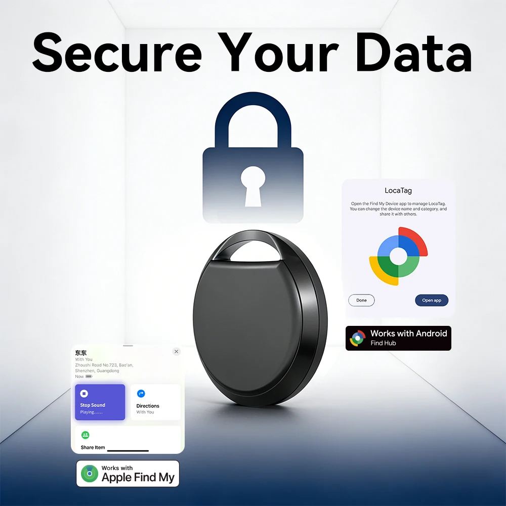 iOS Android Dual System Smart Tracker for Google's Find Hub or Apple Find My App Location Positioning , Protective Shell Option