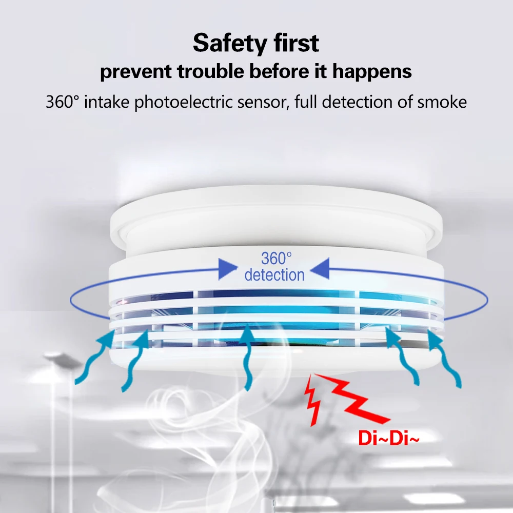 Independent Smoke Detector Sensor Fire Alarm Home Security System Firefighters Tuya WiFi Smoke Alarm Fire Protection