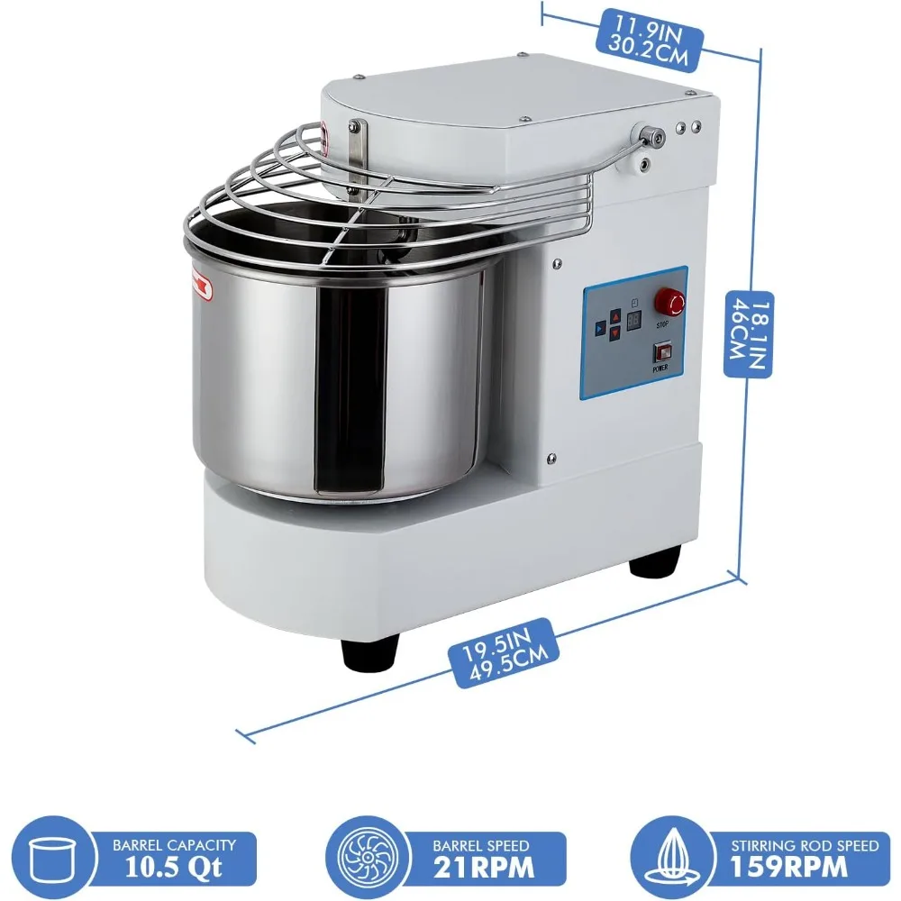 10.5 Qt Commercial Food Mixer, Touch Screen Dough Mixer Machine with Timer,Security Shield, Dual Rotating Dough Kneading Machine