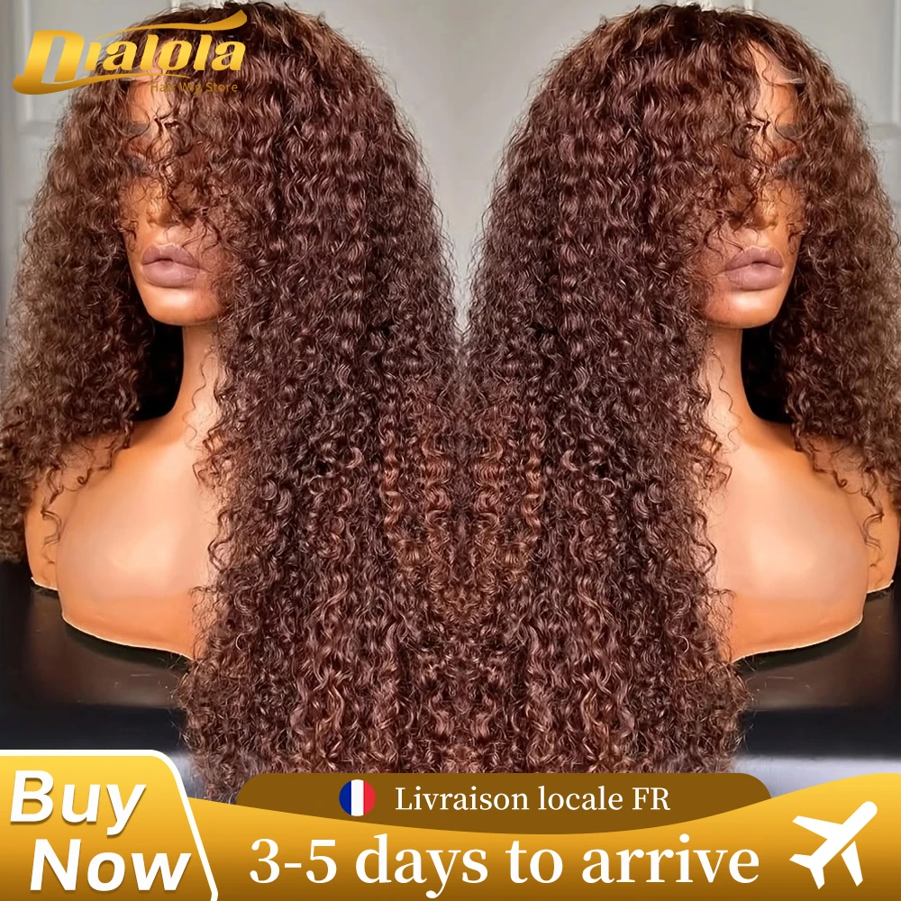 Perruque Lace Front 13x6 en Cheveux Humains, Ondulations Profondes Marron Chocolat, 36 Pouces, Effet Vague d'Eau, Densité 200%, Bouclée, Pré-épilée