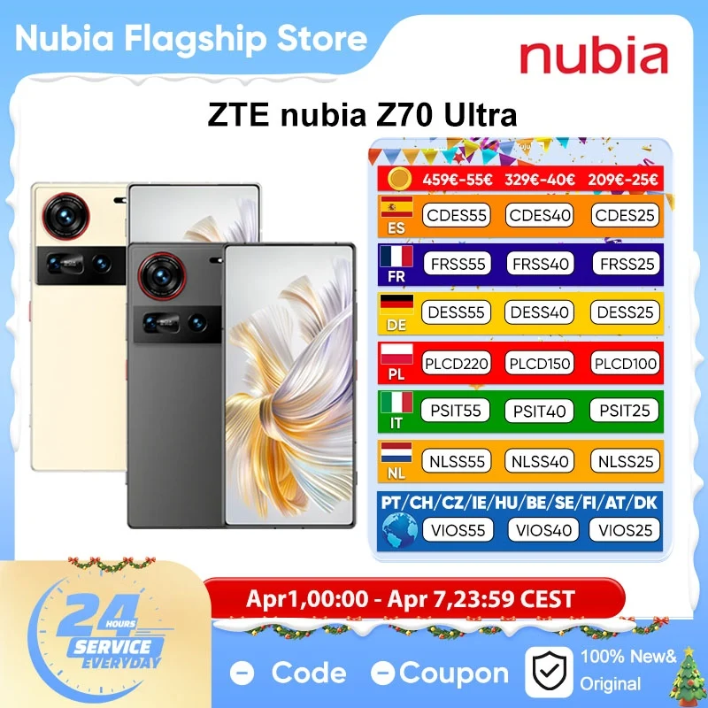 2024 Neues Nubia Z70 Ultra Snapdragon 8 Elite 5g 6,85'' 144Hz Oled-Display 80 W Schnellladung 64 MP Kamera NFC Globale Version Smartphone Google Play