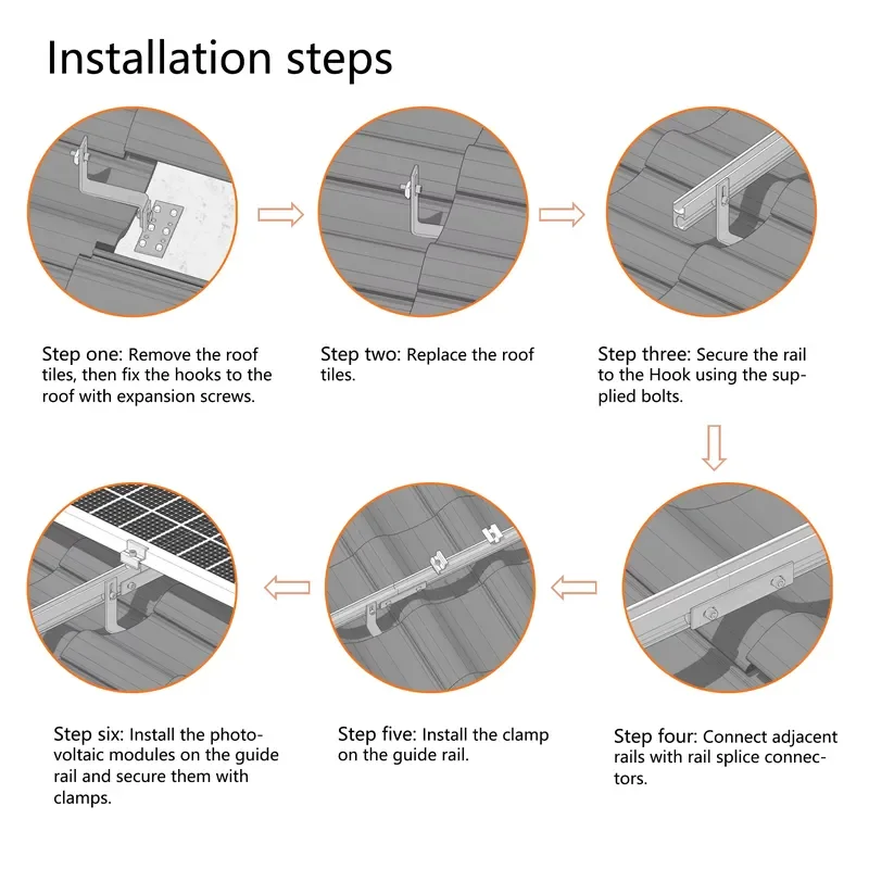 Adjustable 0-60 Degree Solar Roof Mounting Hook for Flat Tile Slate PV Module Stand Low MOQ Optional Installation Hardware