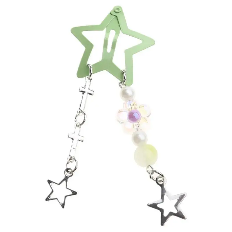 

A52E Color Five-pointed Star Hair Clip Sweet Cool Filigree Metal Bang Hairpins Simple