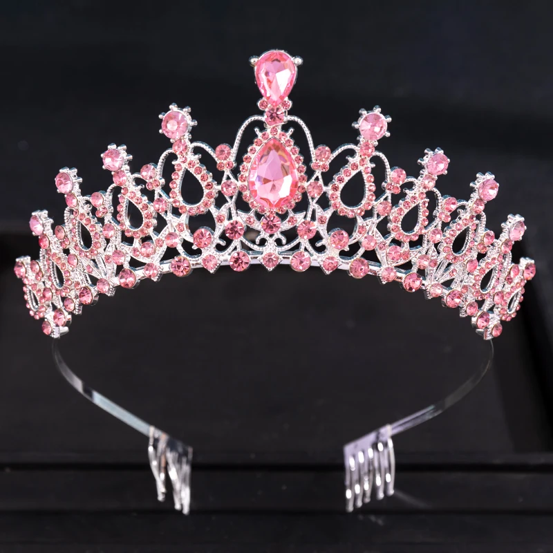 Barokowy Diadem kryształowa korona z grzebieniem Rhinestone bal Diadem i kobiety ślubne ślubne włosy akcesoria biżuteria korona Tiara