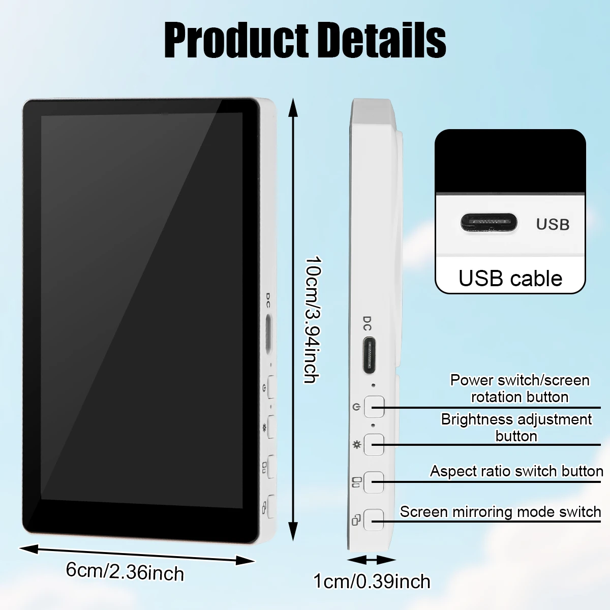 Wireless Magnetic Self Monitor Screen for Using Phone Rear Camera for Phone Selfie Mirroring Vlog Live Stream Video Recording