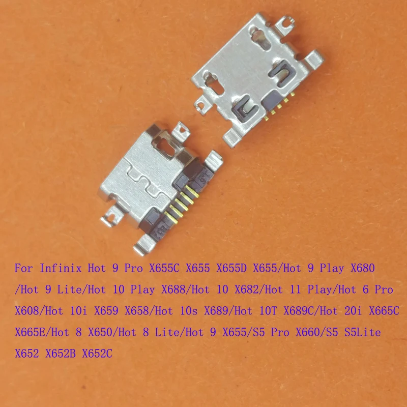10-200Pcs Usb Charging Charger Dock Connector Plug For Infinix S5 Lite Hot 11 Play 10S 10T 20i 6 Pro 8 9 10 10i X660 X652 X665