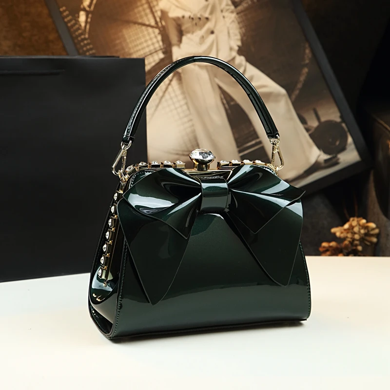 Small Bag Female Diamond Fashion Wild Leather Women Evening Bag Middle-aged Bow-knot Bag Mother Handbags Party Shoulder Bags
