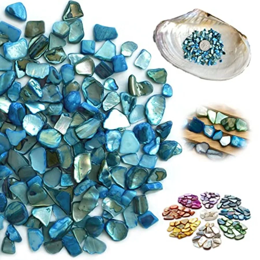 

Irregular Natural Crushed Shells Chips 64 oz 4 lb Sky Blue Nacre Mosaic Fragments Made from Mother of Pearl Shells for Craft Pr