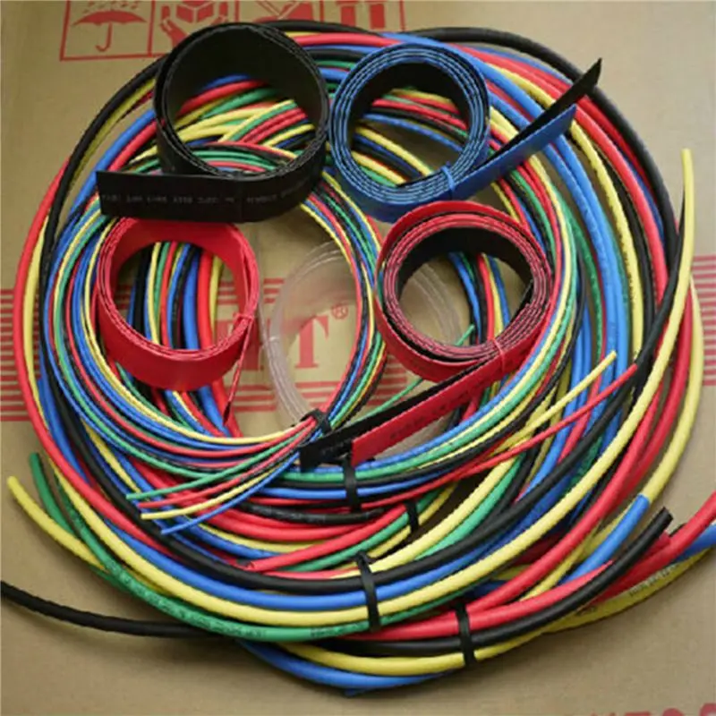 M12K-3Pcs 55M/Kit Heat Shrink Tubing 11 Sizes Colourful Tube Sleeving Wire Cable 6 Colors