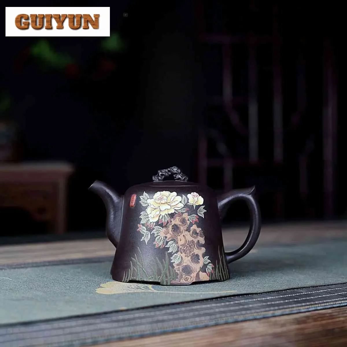 

360 мл высококачественные чайники из фиолетовой глины Исин, золотой колокольчик ручной работы, чайник из необработанной руды, черная грязь с заварочным устройством, китайский чайный сервиз Zisha Cha