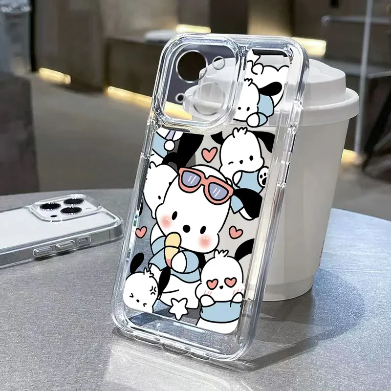 Sanrio Pochacco Happy Cute Phone Case For iPhone 15 14 13 12 11 Pro Max XR XS MAX 7 8 Plus Y2K Kawaii Anti Fall Silicone Cover