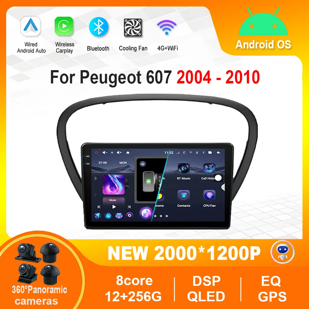 

Android car Car Video Radio Multimedia Player for Peugeot 607 2004 - 2010 Bluetooth 4G WiFi GPS Navigation HD Touch Screen