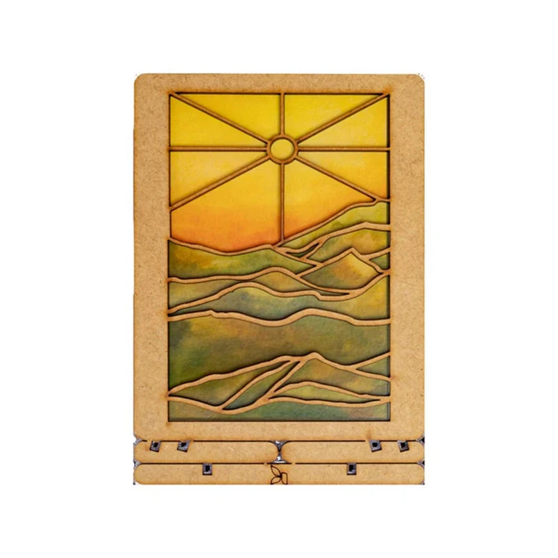 3D Wooden Sunset Postcard Stand Eco-Friendly Greeting Card Desktop Decor for Home Office, Unique Birthday Gift