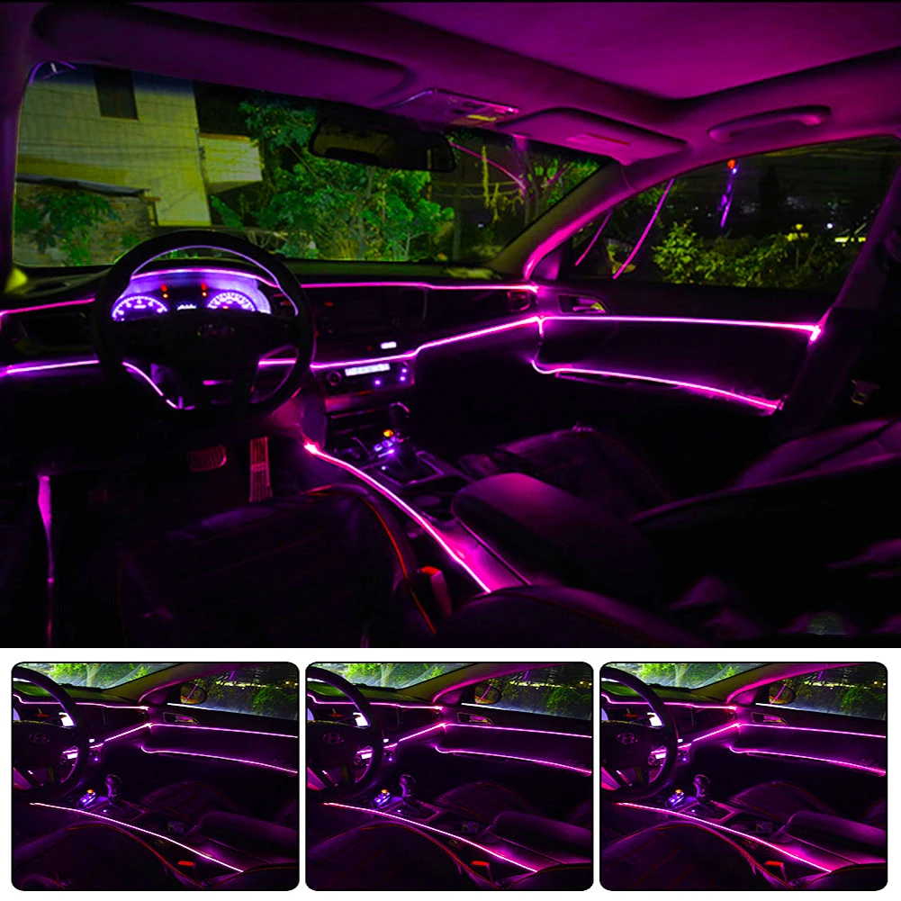 1/3/5 متر سيارة مصباح ليد قطاع سيارة DIY بها بنفسك ديكور داخلي حزام مصابيح التوصيل والتشغيل داخلي مصباح لتهيئة الجو للحزب إعلان علامات لافتات #3
