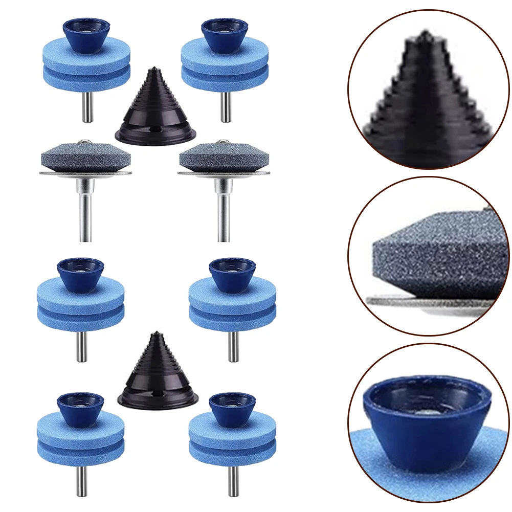 Juego de afiladores de cortacésped de doble capa, piedras de afilar azules de dos capas, accesorios de herramientas eléctricas de jardín de alta calidad