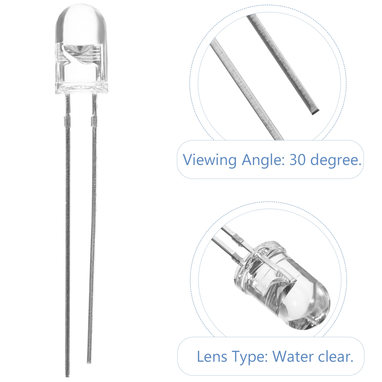 10Pcs Ultraviolet LED 10Mm 400-405Nm 80-120Mcd High Luminous Intensity 30Deg Viewing Angle for Color Display and Analysis Tools