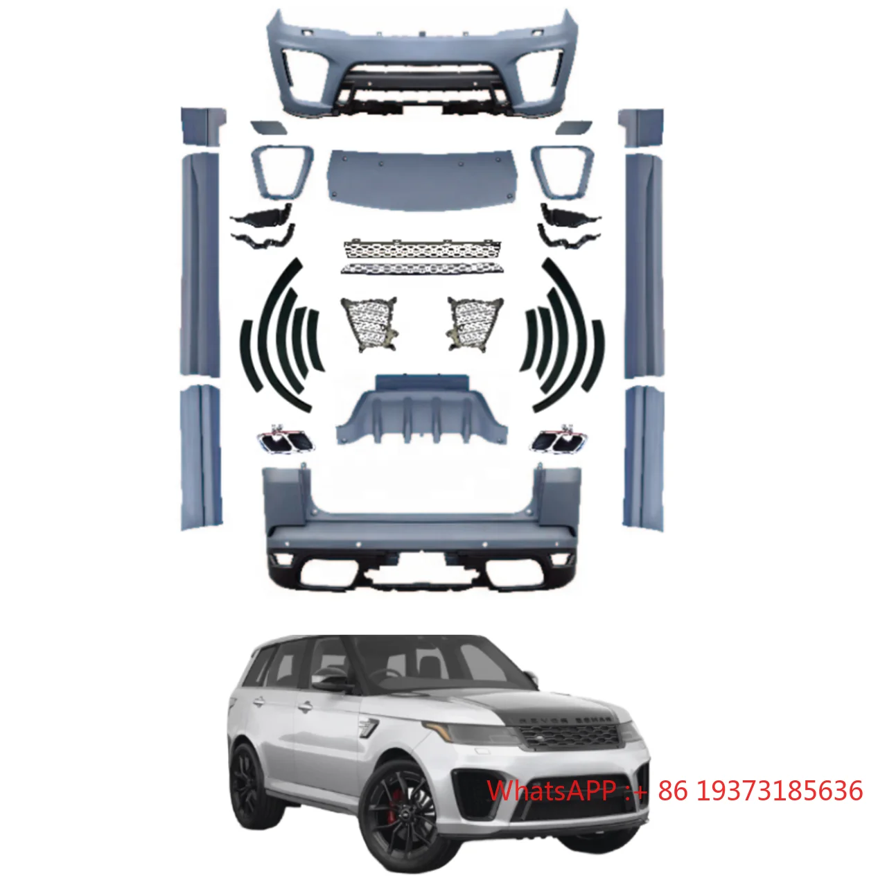

Upgrade to SVR Style Bodykit for Range Rover Sport 2018-2022 with Bumpers Grill Side Skirts