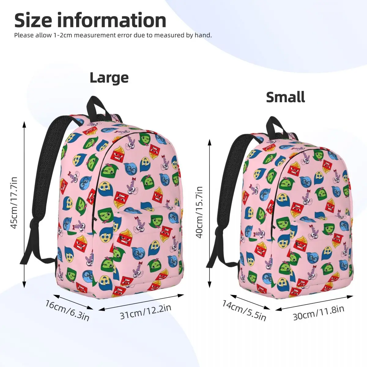 Inside Out Pattern Backpack for Kindergarten Primary School Student Cartoon Bookbag Boy Girl Kids Daypack Travel