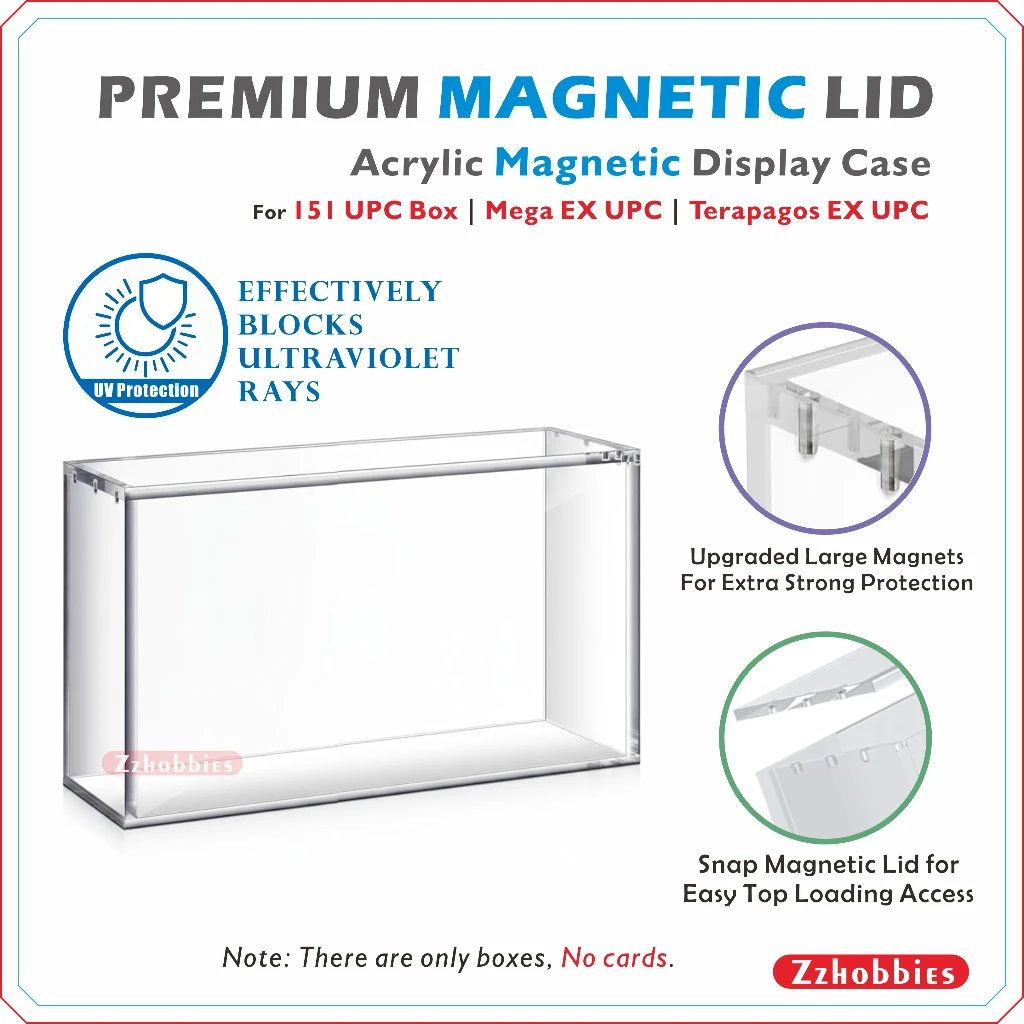 Acrylic Magnetic Display Case For Scarlet & Violet 151 UPC / Mega Charizard EX UPC Pack of 1 Protective Dustproof Display Case